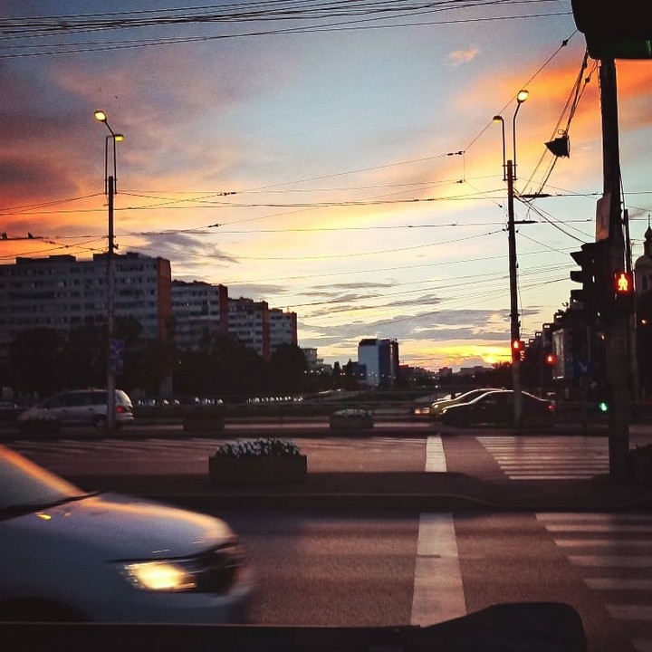 The sun goes down