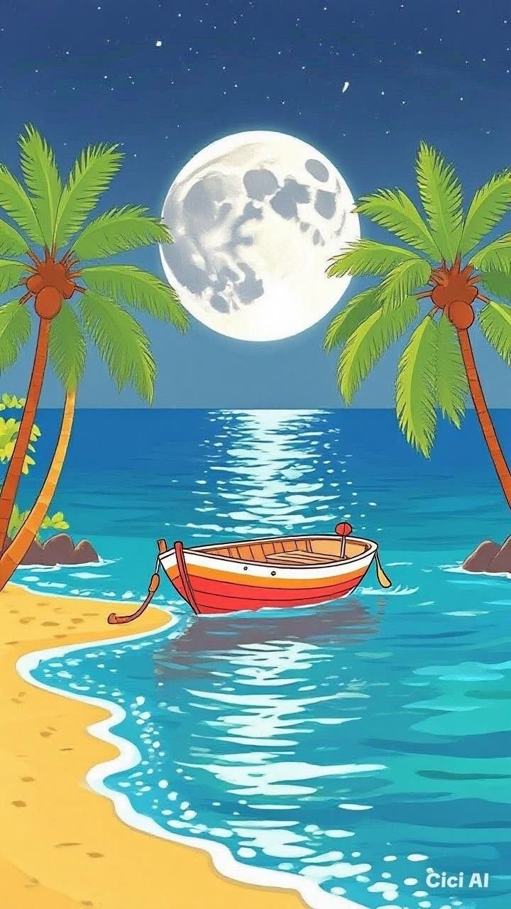 fondos de pantalla boat, moonlight