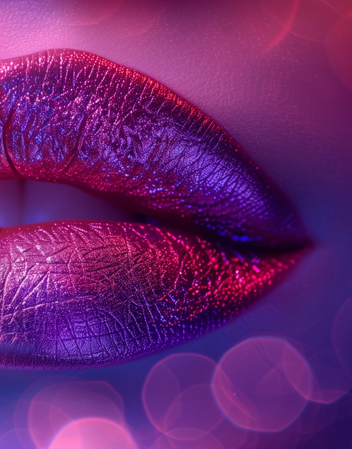 lips emerging through liquid glossy texture wallpaper background