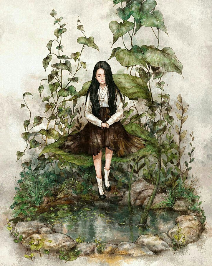 lady sad  illustration