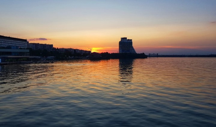 sunset on a boat