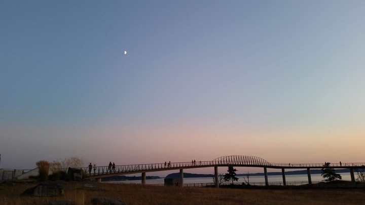 Moon over bridge