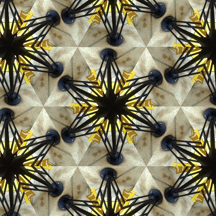 Kaleidoscope from a metal butterfly seat at the Domain, atx