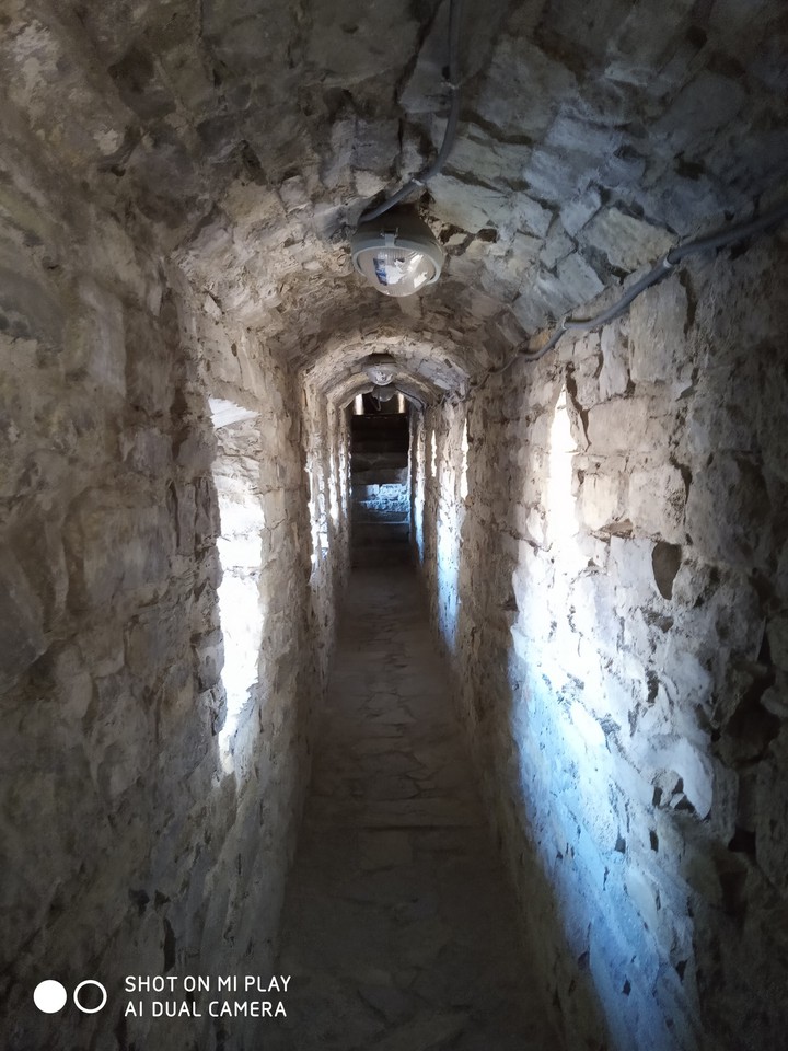 along the passage in the castle