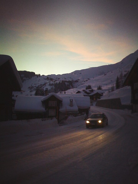 snowy road trip
