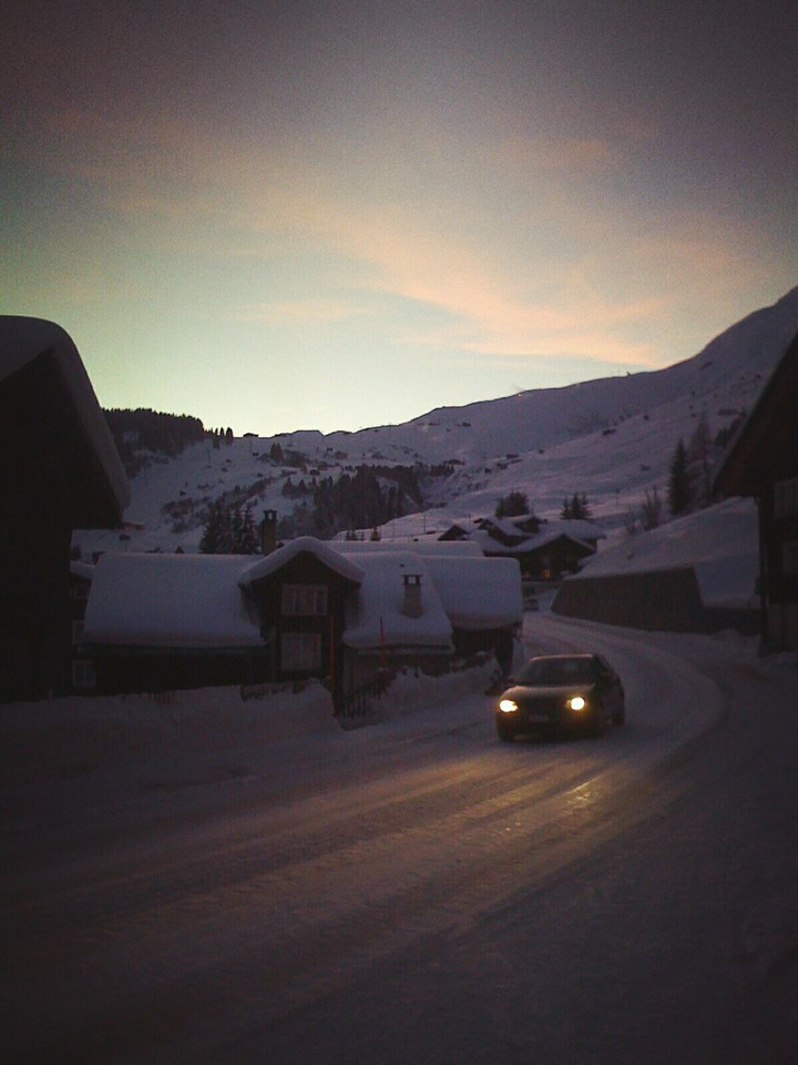 snowy road trip