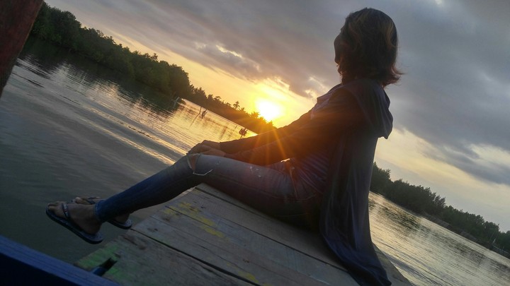 sunset over the river