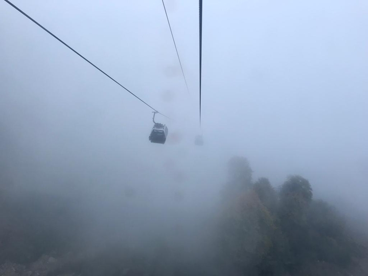 Foggy rope-way