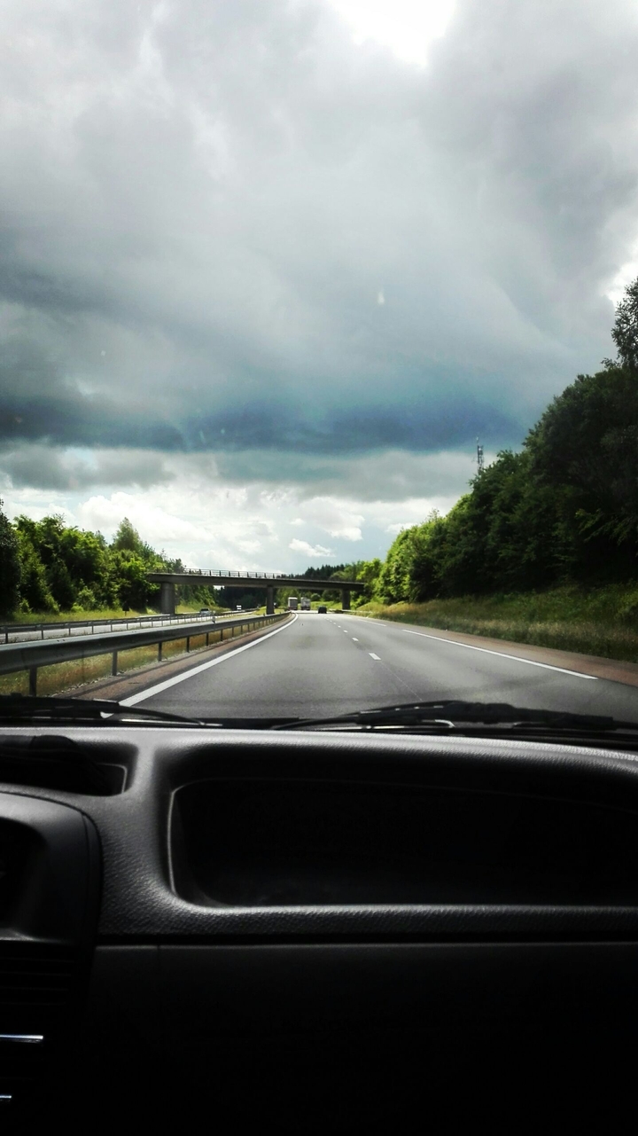 Storm coming on the road.