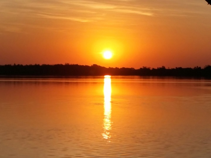 Por do Sol,  Rio Paraná, Ilha Mutum, Porto Rico - Pr