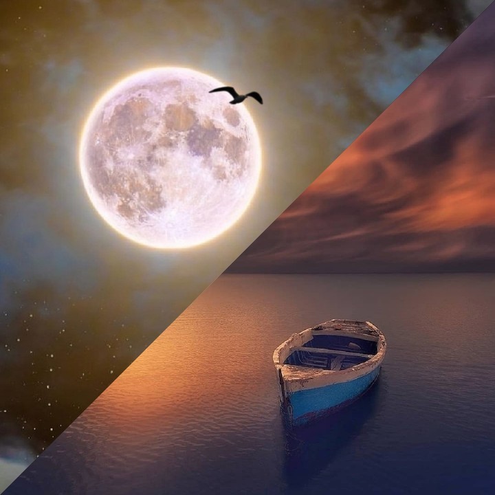 beautiful collage... moon & boat