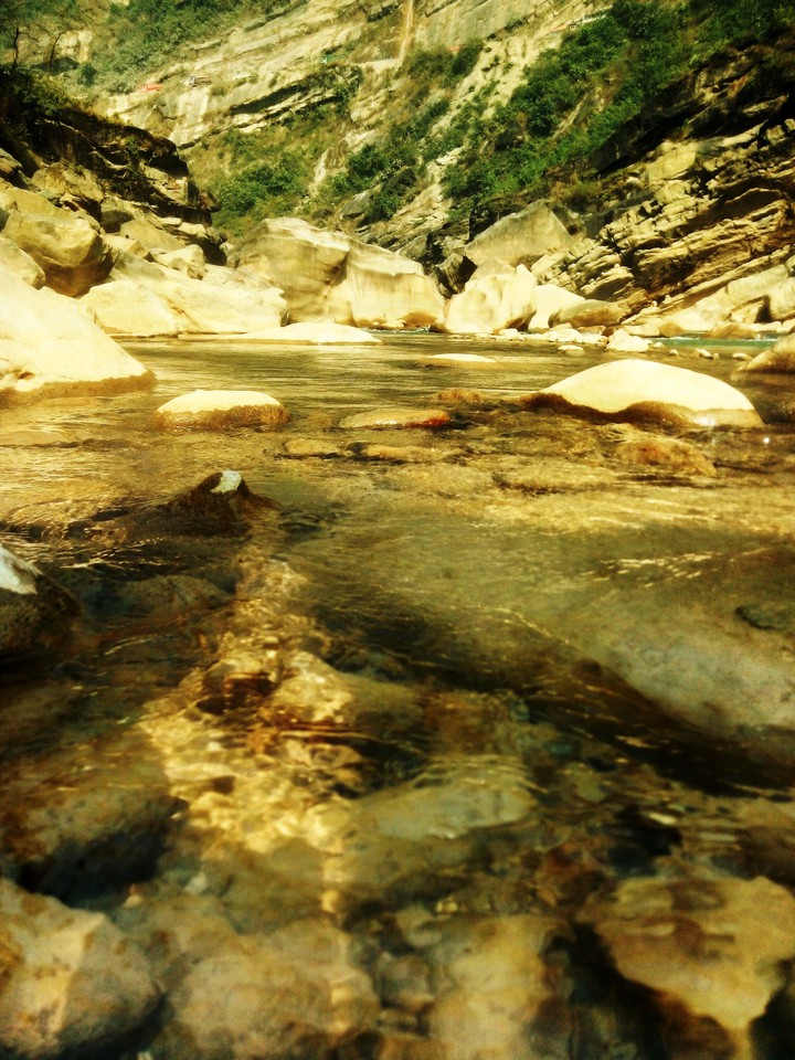 Natural river and hill