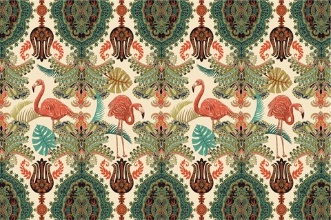 tropical pattern with flamingos