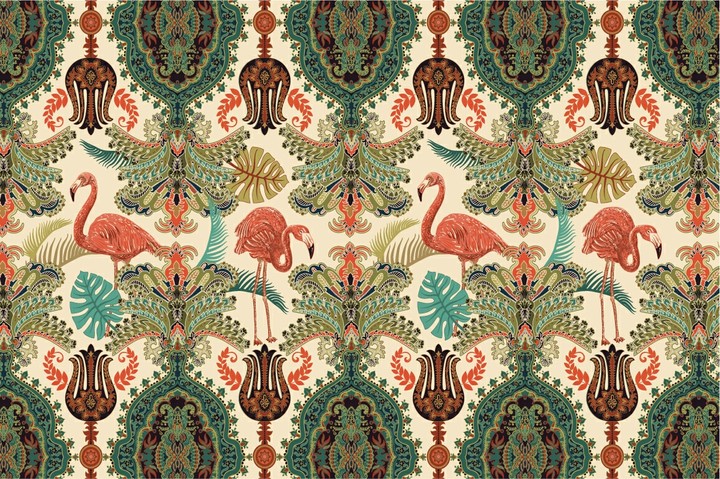 tropical pattern with flamingos