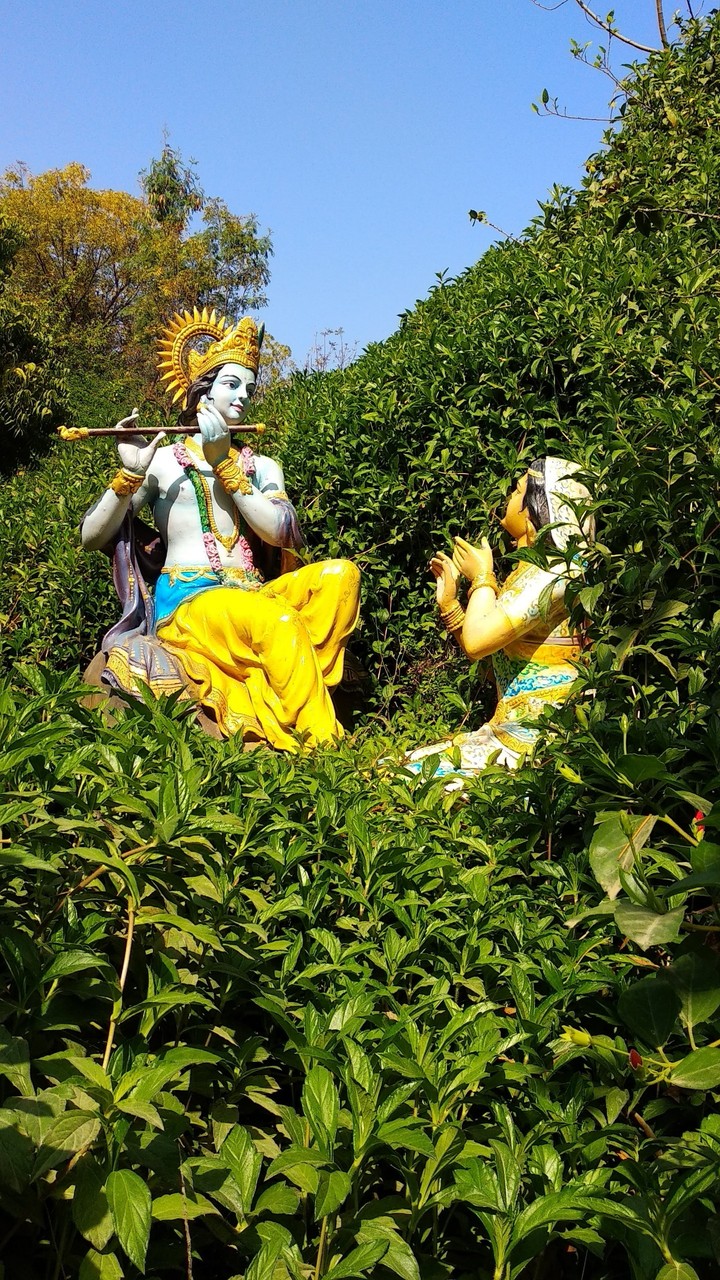 radhe krishna statue in garden