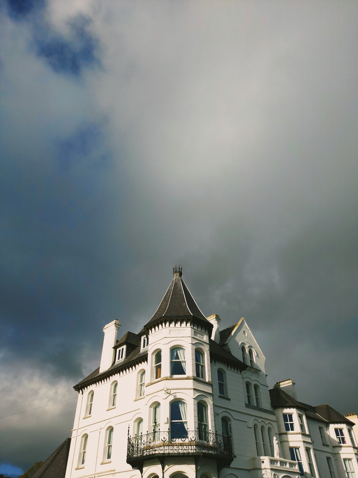 Building and clouds