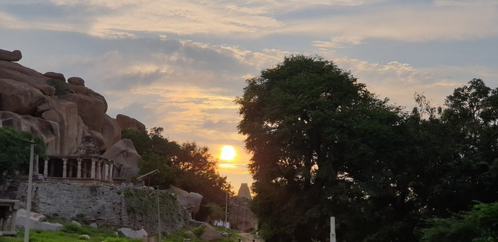 sunset by the temple
