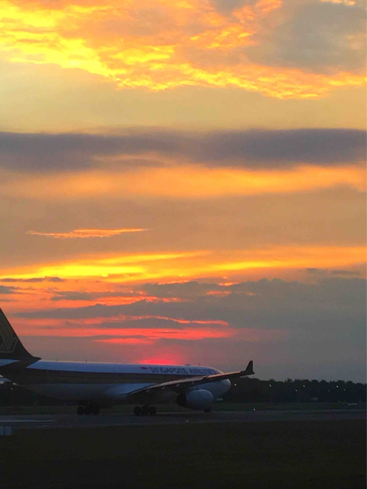 sunset at airport