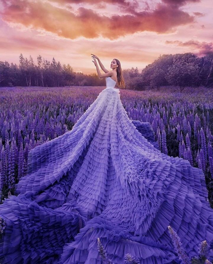 In purple