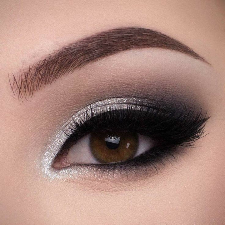 Silver and black eye makeup