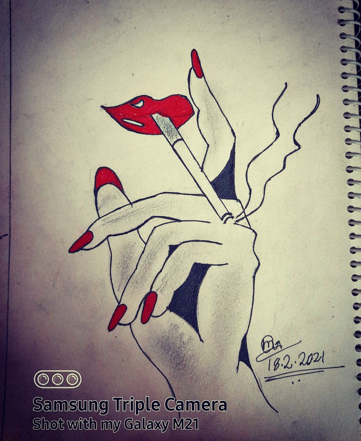Red Lips With Cigarette
