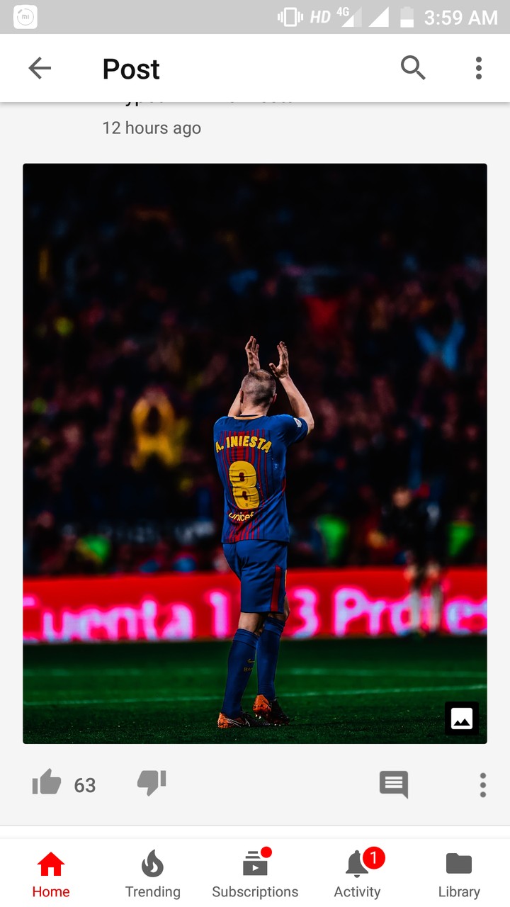 Iniesta's last game as a captian for FC Barcelona