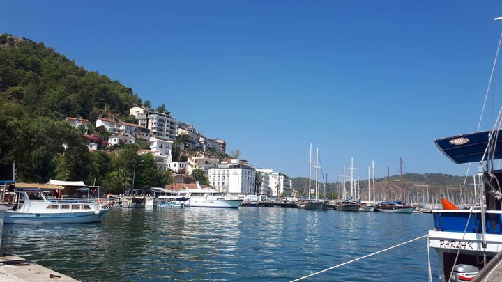 #mountain#blue#sky#sea#yacht#Turkey##Fethie