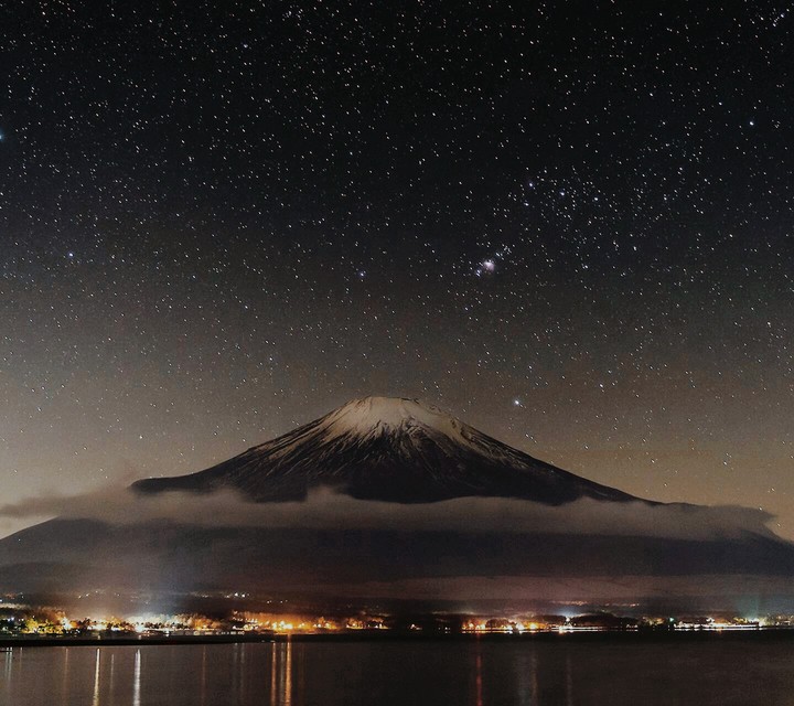 Fuji Mountain with stars
