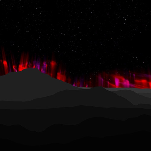 Red and Purple Aurora Mountains