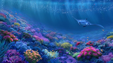 шпалери coral, blue