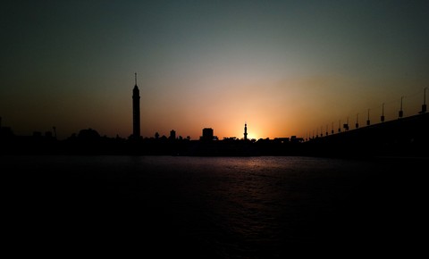 the nile hugs cairo tower.