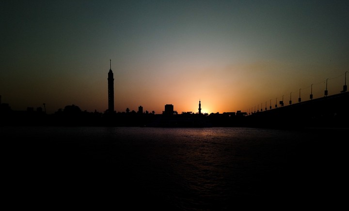 the nile hugs cairo tower.