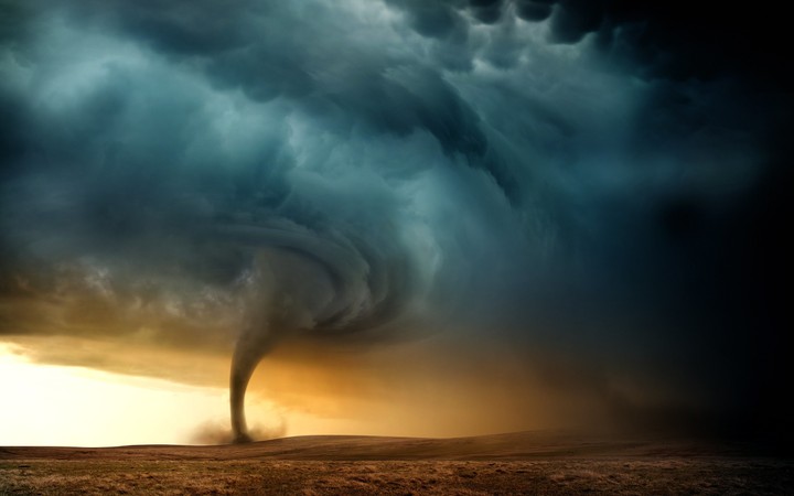 Furious tornado in the desert