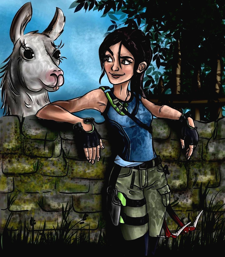 lara croft art colorfull paint