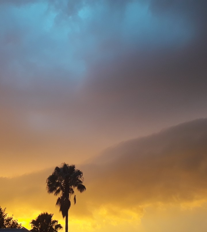 beautiful sunset and rainy clouds