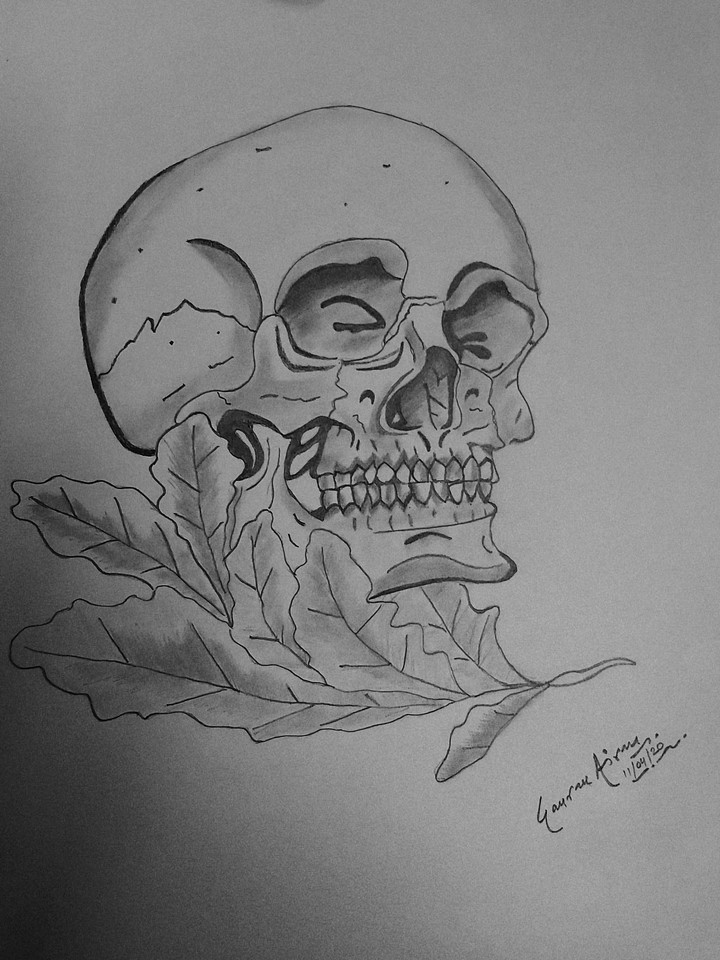Skull and roses
