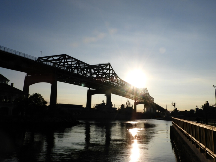 sunsetting on the river