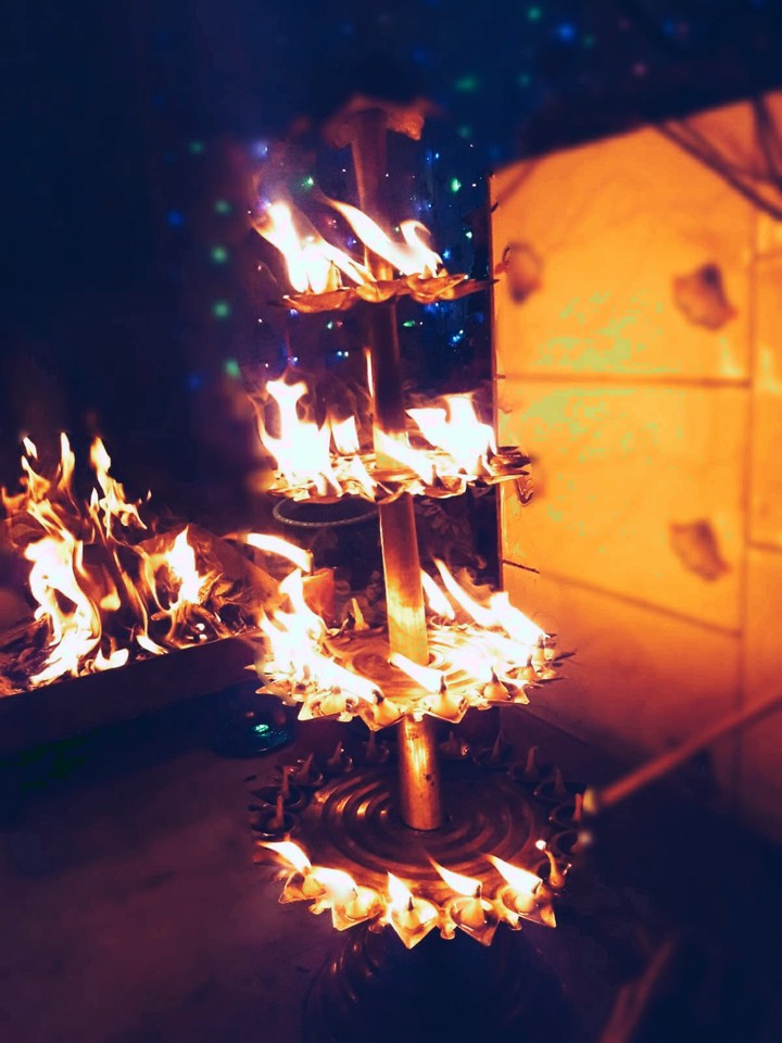 Lights of diwali puja