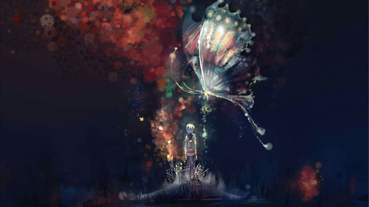 a boy with butterfly