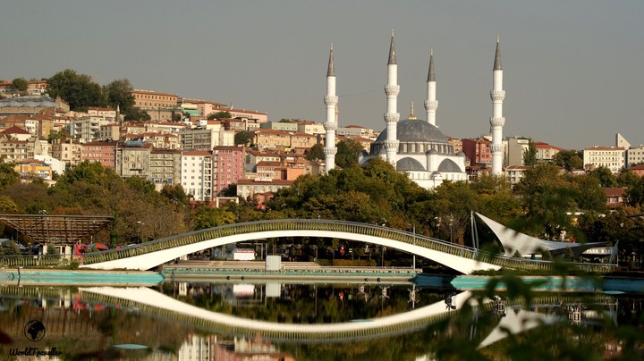 mosque and a lake