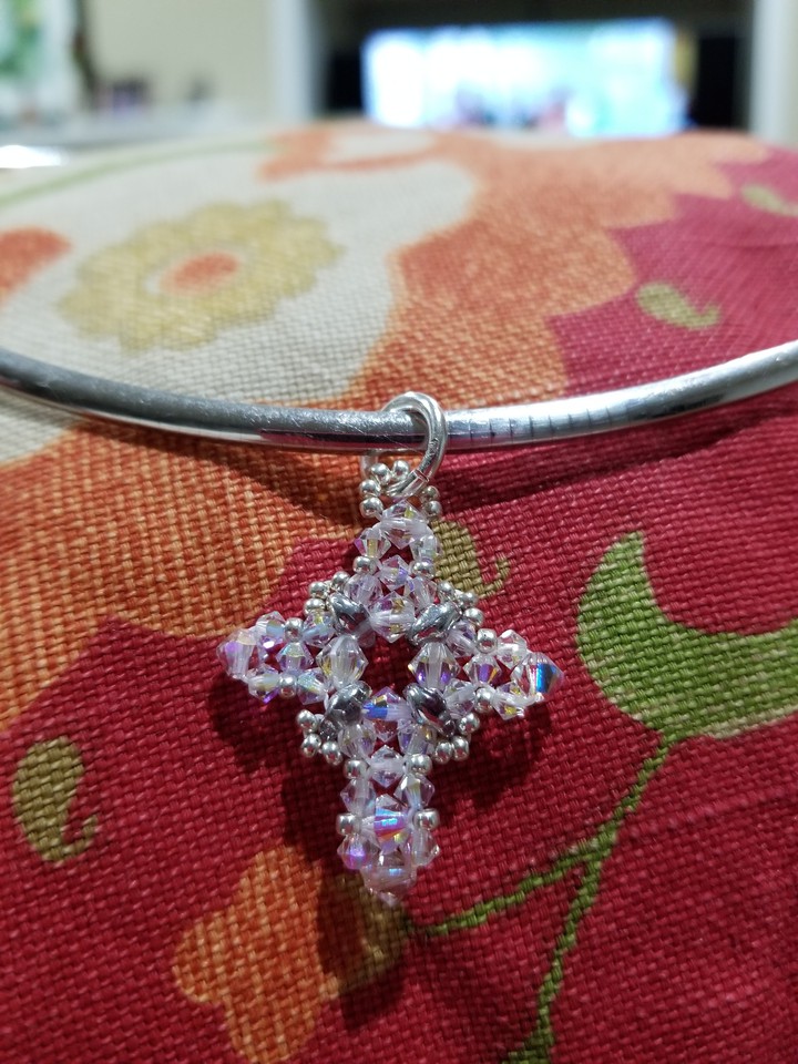 Swarovski crystals and silver duo for Byzantine cross