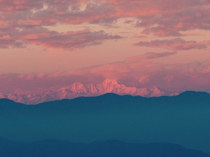 Pink sunset sky
