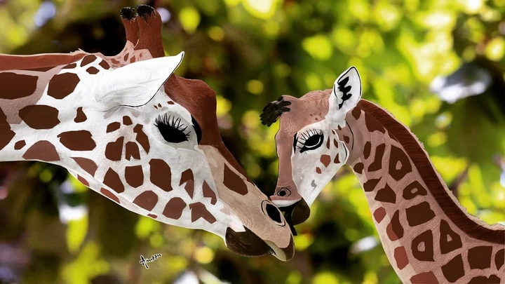 Mom & Baby Giraffe
