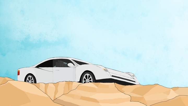 white draw car