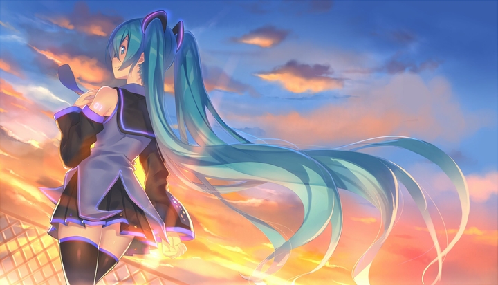Hatsune Miku behind fence