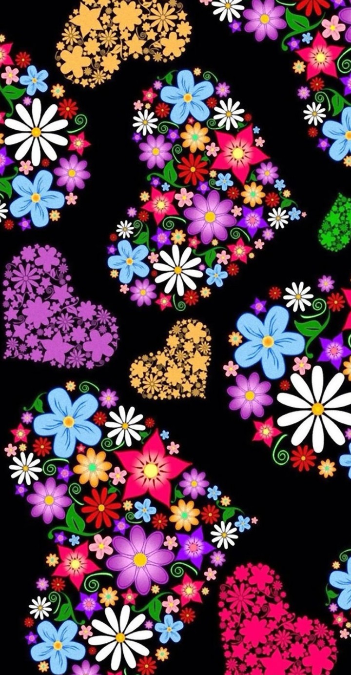 corazones y flores