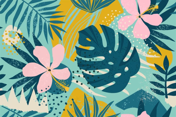 tropical Hawaiian leaf design