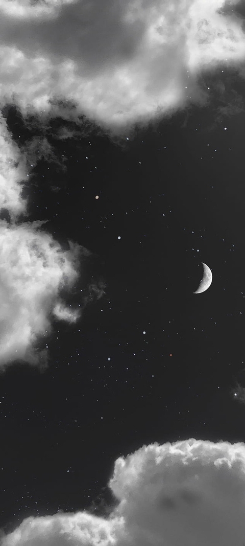 moon, black-and-white桌布