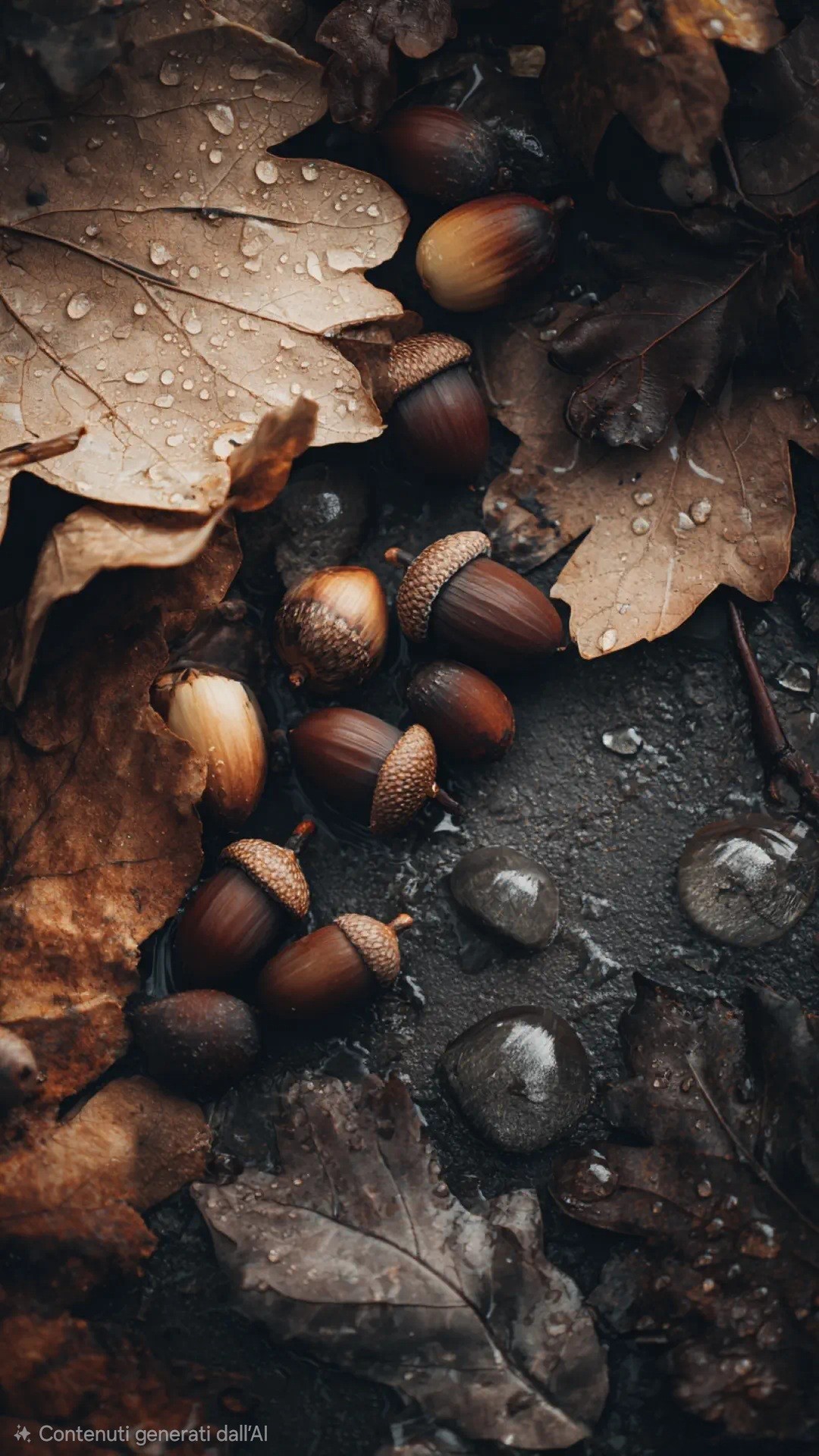 ACORNS and WET LEAVES