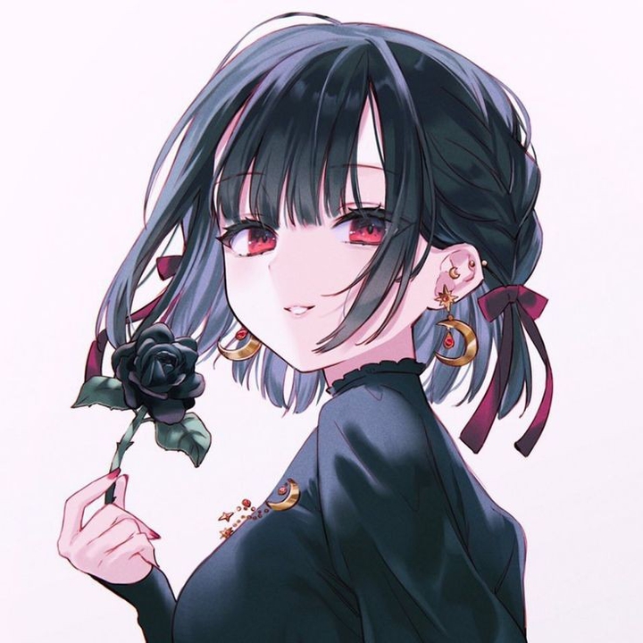 girl with black rose